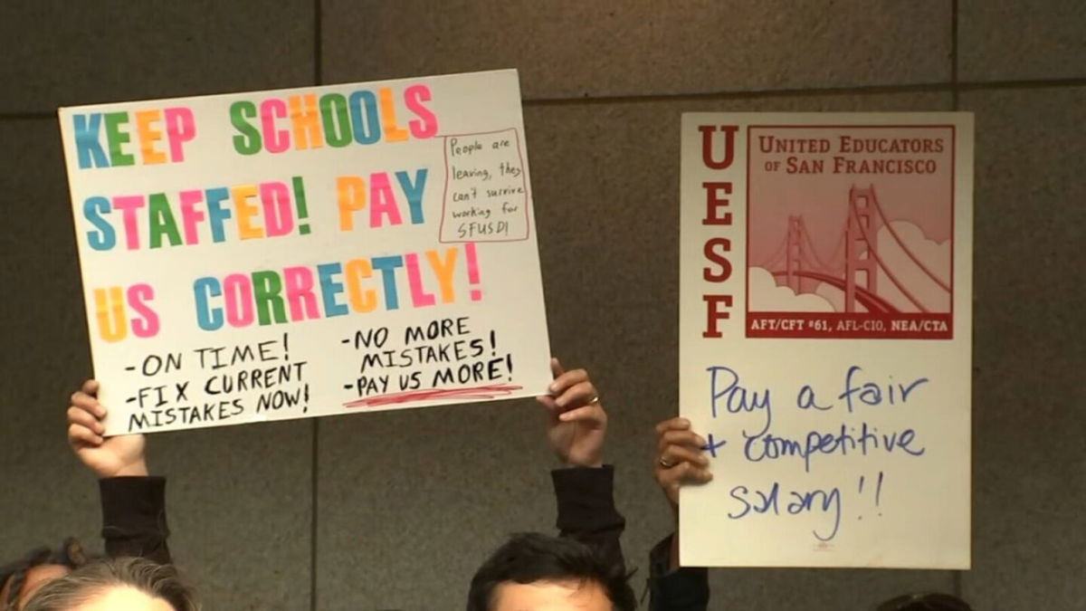 <i>KGO</i><br/>A group of teachers from the United Educators of San Francisco gathered ahead of a school board meeting to call on the district to begin negotiations with them