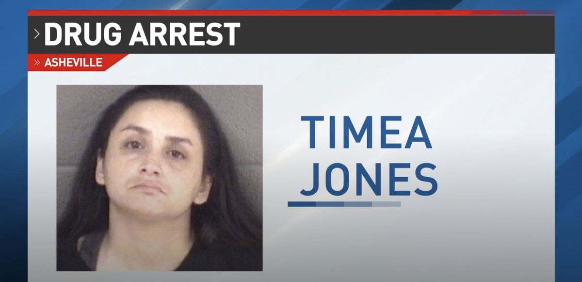 <i>Asheville Police Department/WLOS</i><br/>Asheville Police Department said Timea Sarkozi Jones was arrested for possession of suspected fentanyl and drug paraphernalia on August 18.