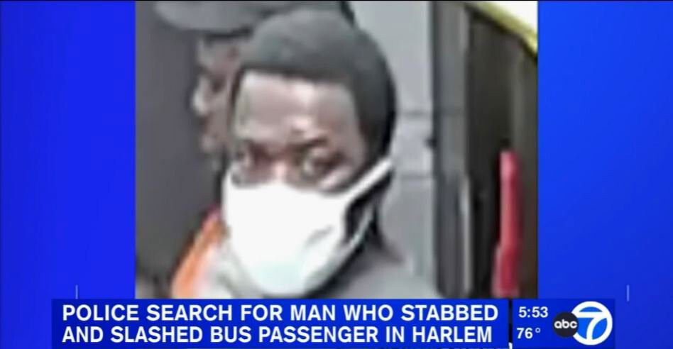 <i>NYPD/WABC</i><br/>Police are searching for a man who stabbed a passenger on an MTA bus.