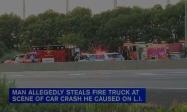 A man is accused of stealing a fire department emergency vehicle after he was involved in a crash on Long Island on Saturday.