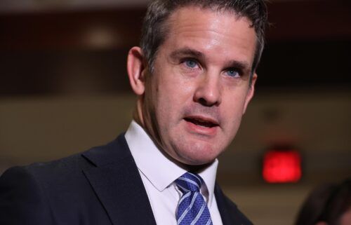 Rep. Adam Kinzinger (R-IL) is seen here in May 2021 in the U.S. Capitol Visitors Center. A group affiliated with Kinzinger is launching a candidate and election worker training program.