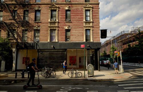 A rental unit apartment building in the East Village neighborhood of New York is seen here on July 12. The majority of Americans say they're worried about being able to pay for housing.