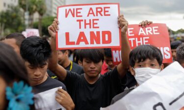 Indigenous people from various tribes taking part in the Terra Livre Indigenous Camp protest against Brazilian President Jair Bolsonaro in front of the National Congress in Brasilia