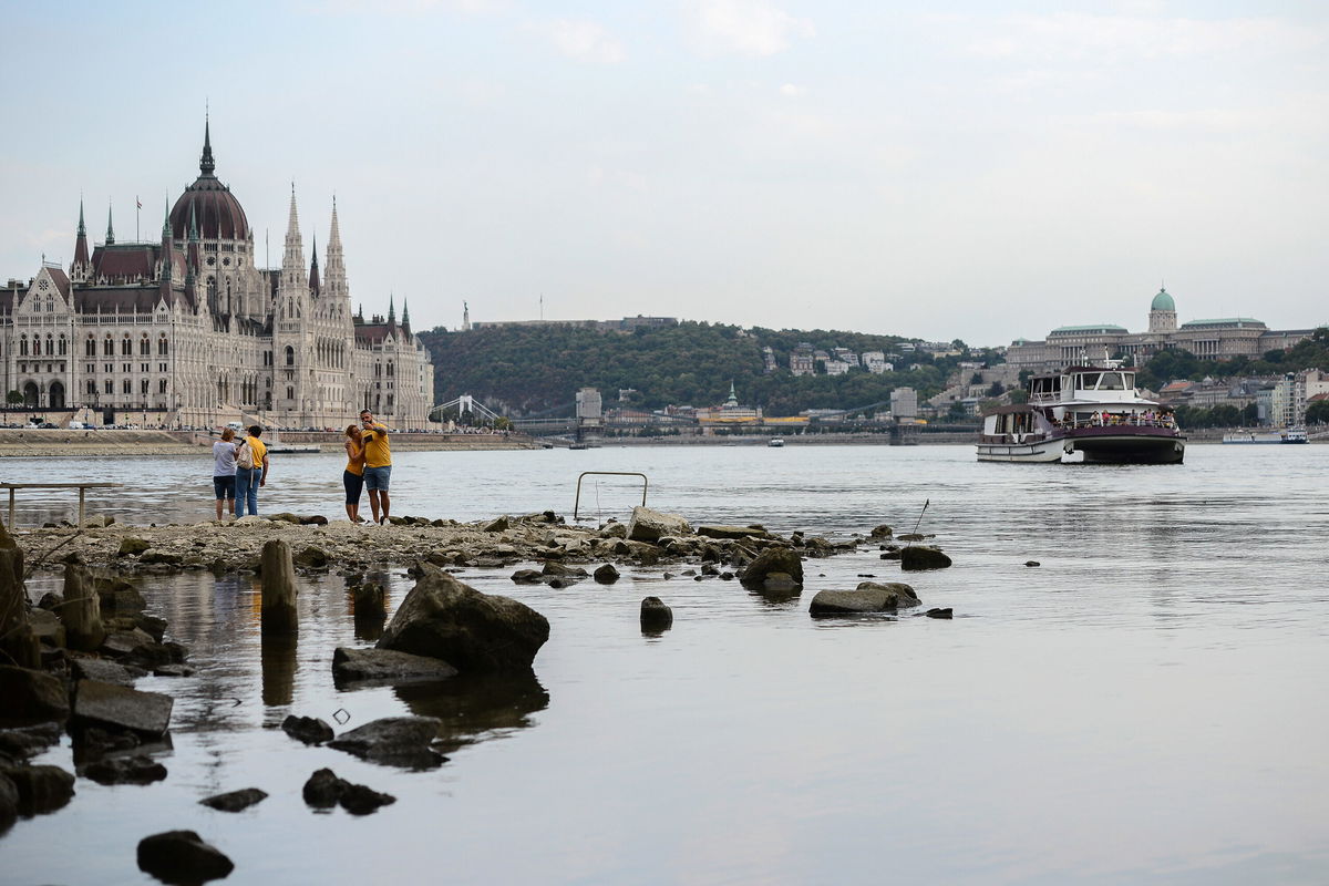 <i>Anna Szilagyi/AP</i><br/>The Danube has dropped in Budapest.