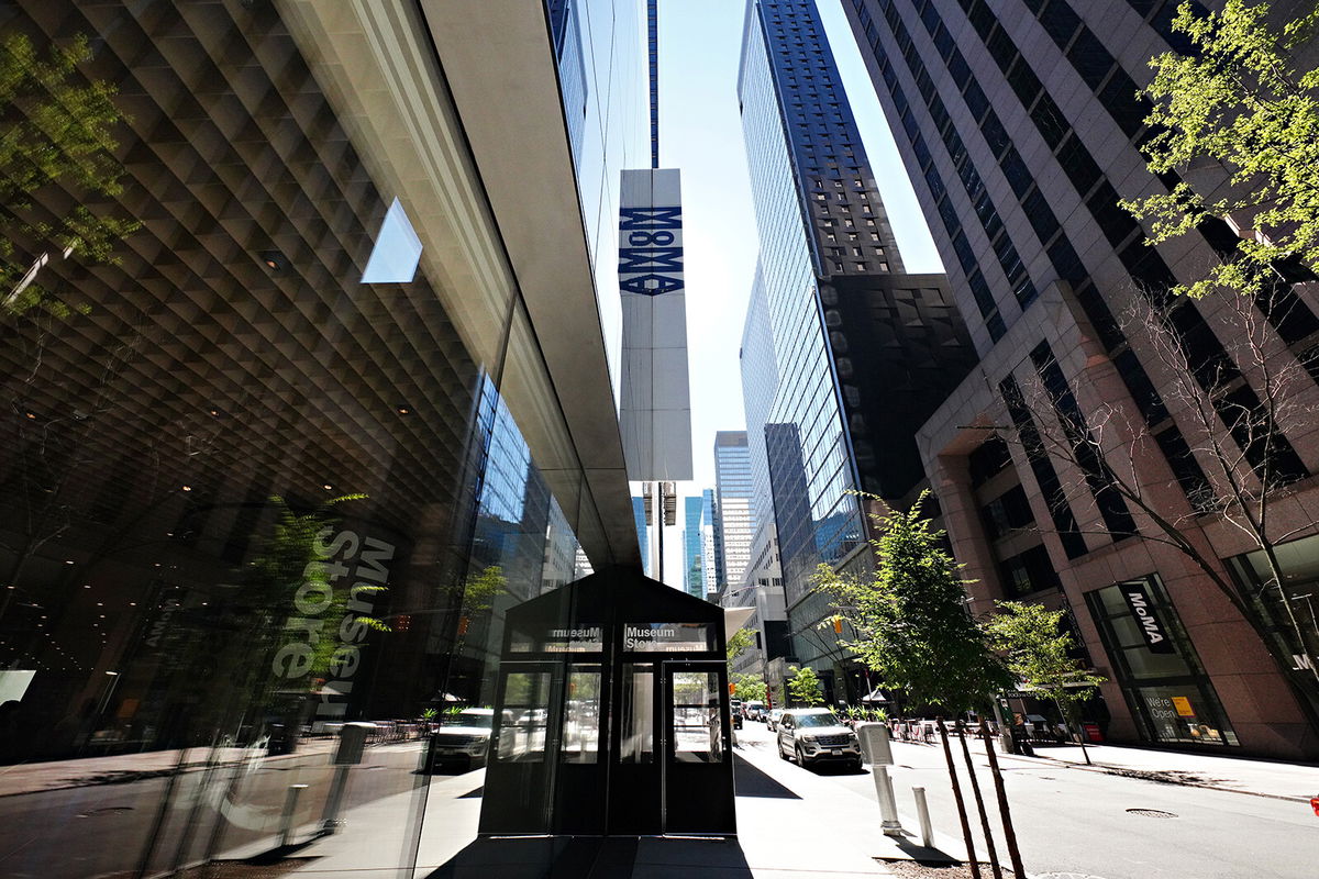 <i>Cindy Ord/Getty Images</i><br/>An exterior view of The Museum of Modern Art is seen here in August 2020