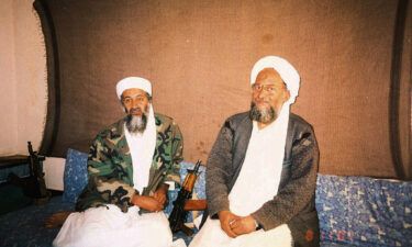 Osama bin Laden sits with Ayman al-Zawahiri on November 10