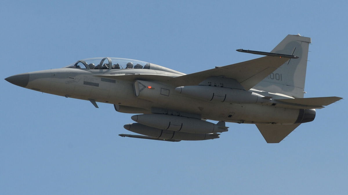 <i>TED ALJIBE/AFP via Getty Images</i><br/>A South Korean-made FA-50 multirole light fighter aircraft of the Philippine Air Force performs a fly-past during a ceremony prior to landing at the Clark Air Base in Angeles City in November of 2015.