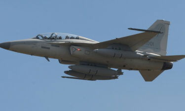 A South Korean-made FA-50 multirole light fighter aircraft of the Philippine Air Force performs a fly-past during a ceremony prior to landing at the Clark Air Base in Angeles City in November of 2015.