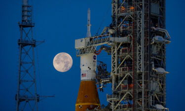 NASAs Artemis I Moon rocket is seen here sitting at Launch Pad Complex 39B at Kennedy Space Center