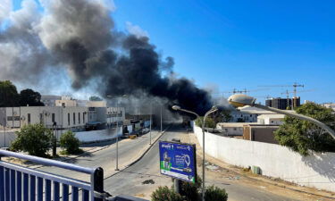 Smoke rises in the sky following clashes in Tripoli