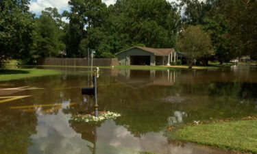 A flooded street is seen in Jackson