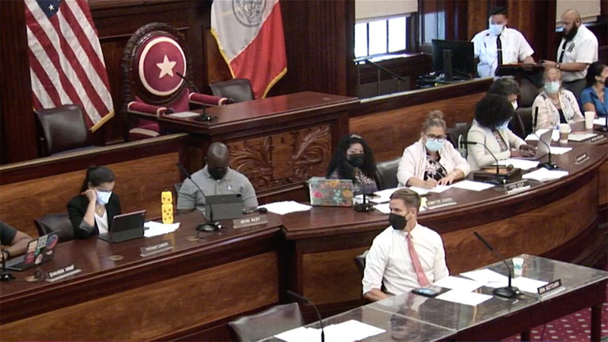 <i>The New York City Council</i><br/>New York is struggling to accommodate a surge in asylum seekers as Texas begins busing migrants to the city. Pictured is the New York City Council in session.