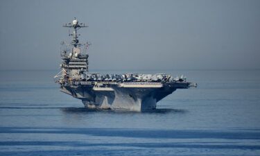 The USS Harry S. Truman aircraft carrier arrives at the French Mediterranean port of Marseille in June 2022. A US Navy team recovered a military jet from a depth of 9
