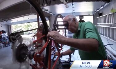 CASA volunteer Ballard Yeates is volunteering his time to fix donated bicycles for children in foster care.