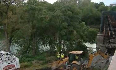 A train derailed Wednesday afternoon on a Wabash River bridge