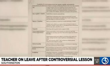 A protest over a vocabulary sheet that a Southington High School teacher handed out took place on Thursday.