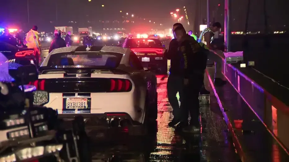 The driver of a stolen Mustang died on the San Mateo Bridge following a police pursuit. Sept. 21, 2022