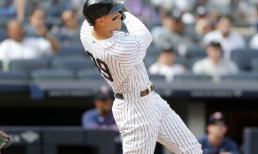 Judge hits a two-run home run against the Twins.