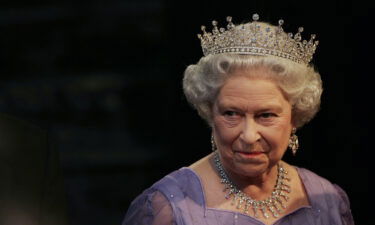 Britain's Queen Elizabeth II is pictured prior to a state banquet at the Zeughaus Palace