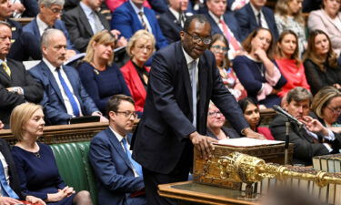 The Chancellor of the Exchequer Kwasi Kwarteng (center) speaks during the Government's Growth Plan statement at the House of Commons in London on September 23.