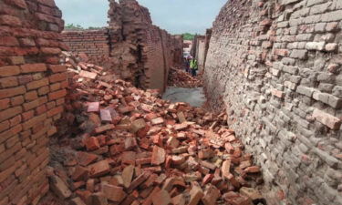 Several walls collapsed amid the flooding.