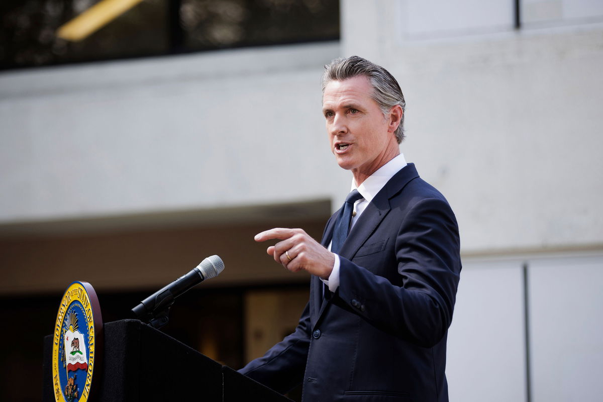 <i>Dai Sugano/Bay Area News Group/AP/File</i><br/>California Governor Gavin Newsom speaks before signing legislation establishing the Community Assistance