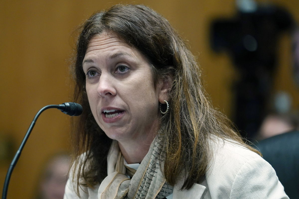 <i>Mariam Zuhaib/AP</i><br/>Colleen Shogan speaks during her nomination hearing to be Archivist of the United States