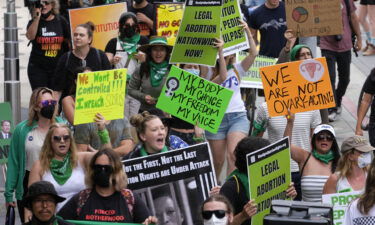 Abortion rights activists demonstrate in support of women's rights on July 16 in Santa Monica