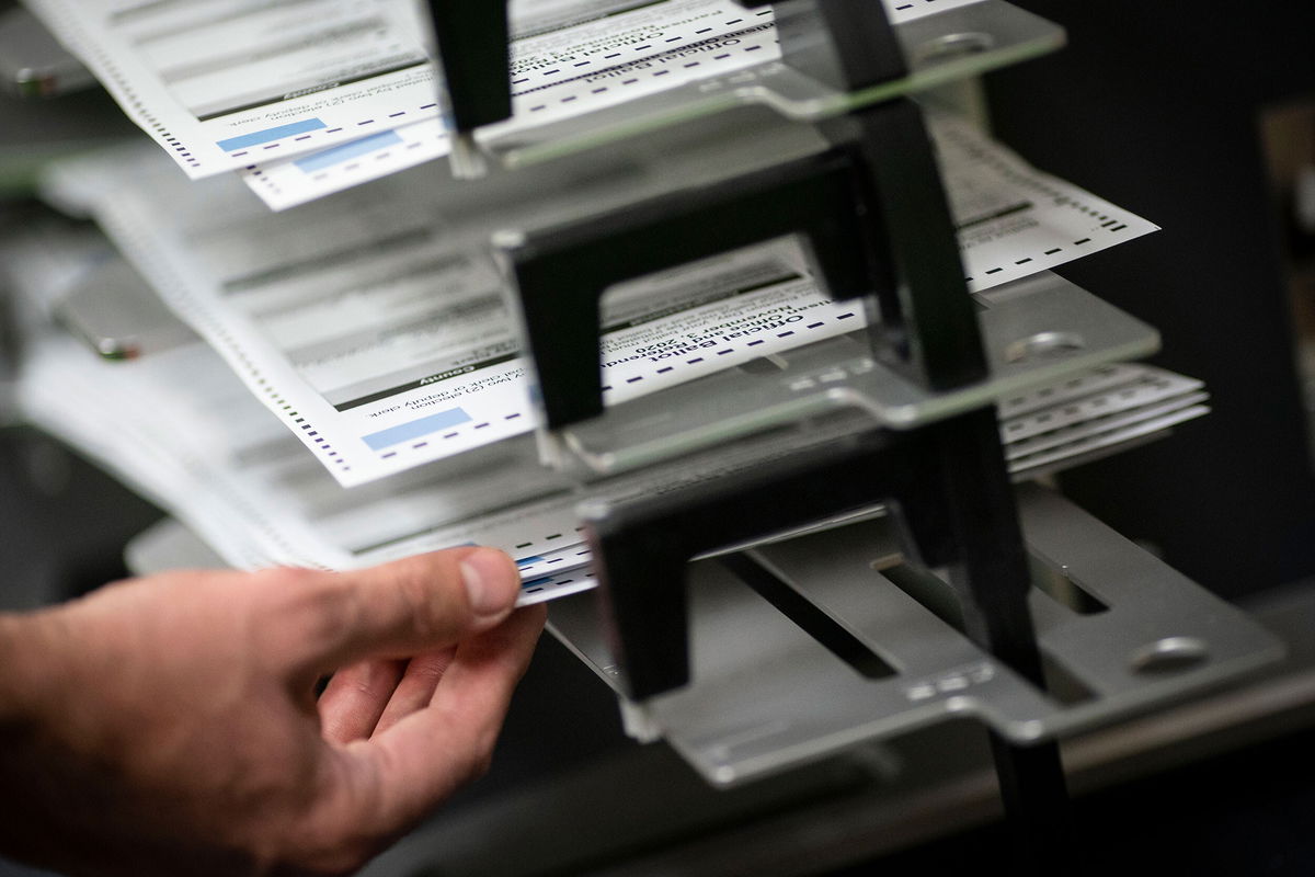 <i>Wong Maye-E/AP</i><br/>Poll workers sort out early and absentee ballots in Kenosha