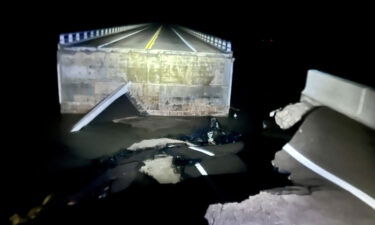 At least three sections of the Sanibel Causeway were washed away by storm surge from Hurricane Ian