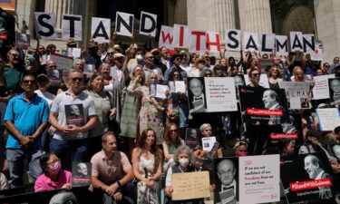 Writers gather to read selected works of British author Salman Rushdie at the New York Public Library in August. Readers and educators across America are observing Banned Books Week by exploring restricted books and supporting their authors.