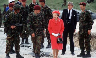 Queen Elizabeth II (center) is pictured here visiting the 5th Airbourne Brigade Regiment in 1970.