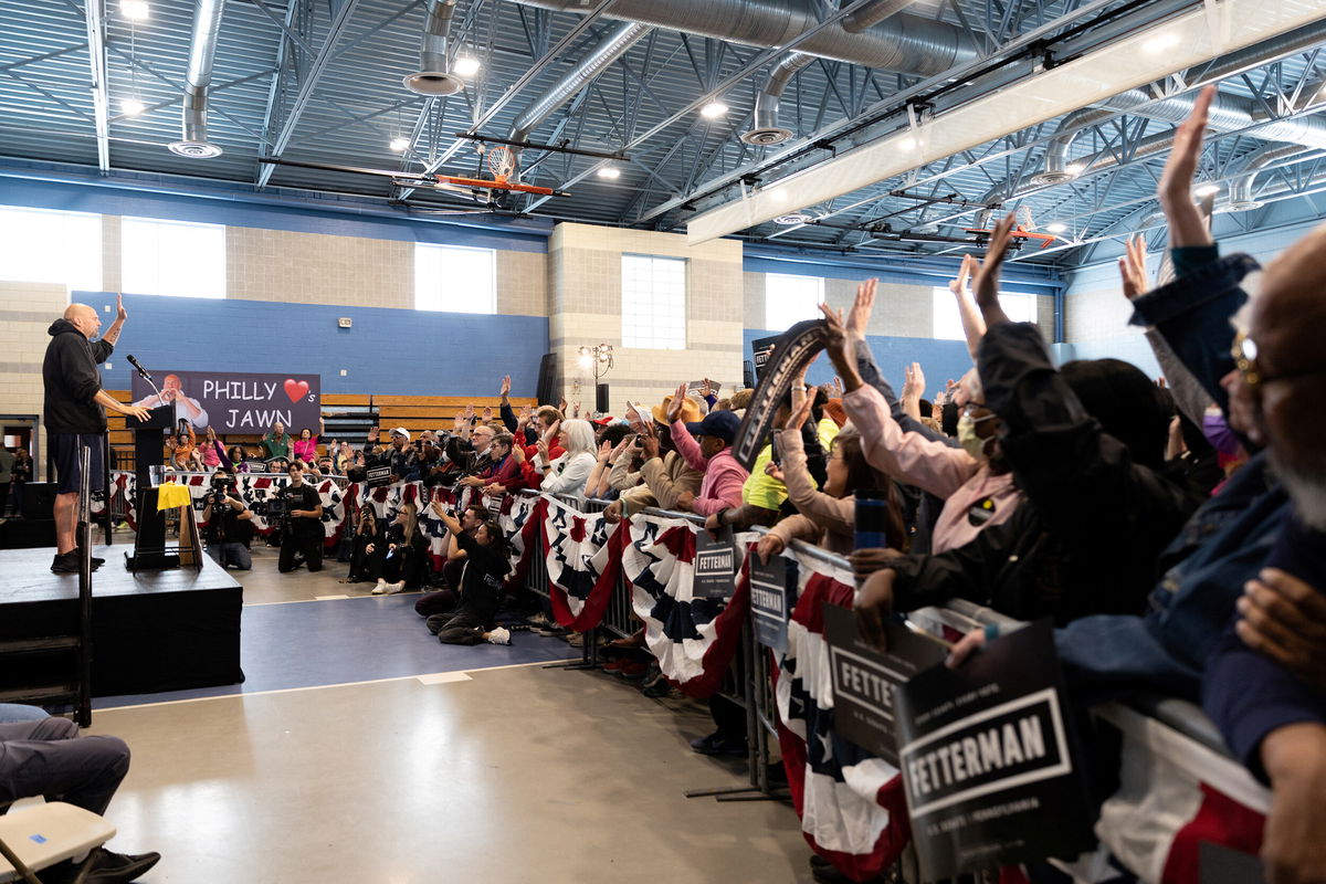 <i>Hannah Beier/Reuters</i><br/>Women motivated by abortion rights rally behind Pennsylvania Senate candidate John Fetterman