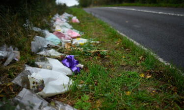 Seen here are flowers left in remembrance of Harry Dunn near Brackley