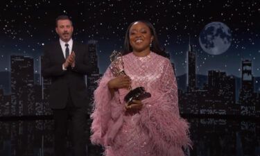 Jimmy Kimmel apologized to Quinta Brunson for a 'dumb comedy bit' at the Emmys. Brunson is pictured here on 'Jimmy Kimmel Live!' on September 14.