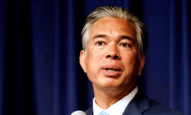 California Attorney General Rob Bonta talks at a news conference in Sacramento