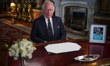 Britain's King Charles III delivers his address to the nation and the Commonwealth from Buckingham Palace in London