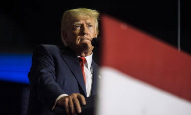 Former US President Donald Trump speaks at a rally in Youngstown