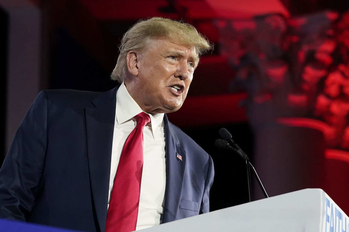 <i>Mark Humphrey/AP</i><br/>Former President Donald Trump speaks at the Road to Majority conference on June 17 in Nashville