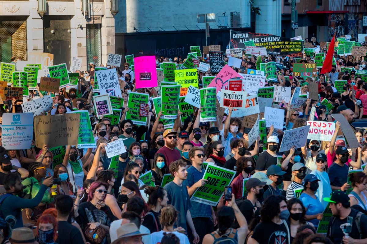 <i>Jill Connelly/ZUMA Press Wire/FILE</i><br/>Voters in a small number of states will decide in this week's midterm elections how those states should handle the abortion issue. Abortion rights activists demonstrate in Los Angeles on June 24