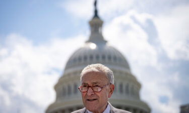 Senate Majority Leader Chuck Schumer speaks during a news conference in August 2022 in Washington