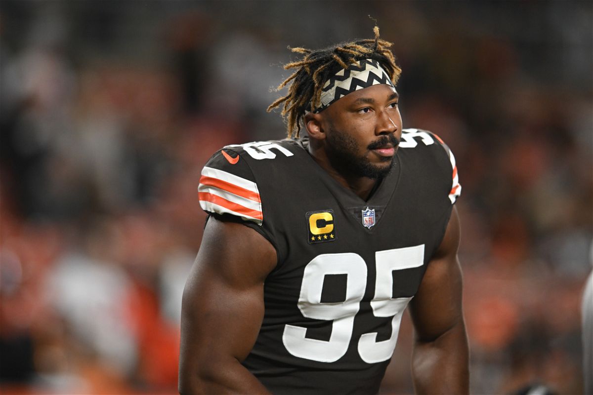 <i>Nick Cammett/Getty Images</i><br/>Cleveland Browns defensive end Myles Garrett was transported to a hospital on September 26 with non-life-threatening injuries following a car crash.
