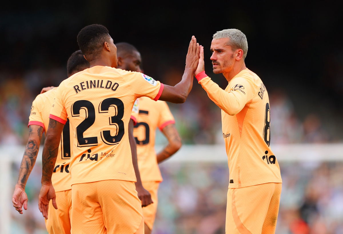 <i>Fran Santiago/Getty Images</i><br/>Griezmann celebrates his first goal against Real Betis.