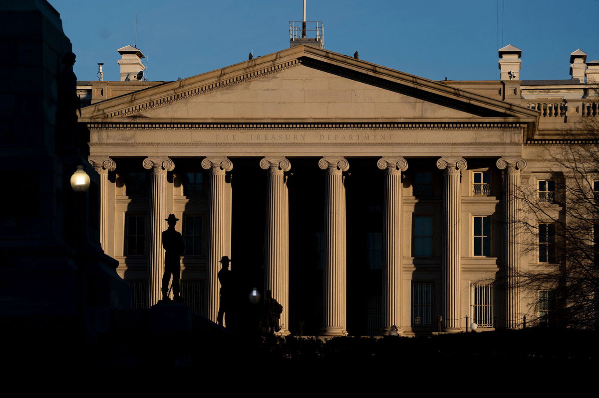 <i>Stefani Reynolds/AFP/Getty images</i><br/>The US Department of Treasury building is seen in Washington