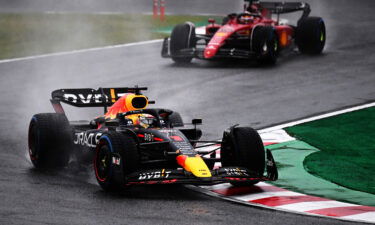 Max Verstappen held off Charles Leclerc.