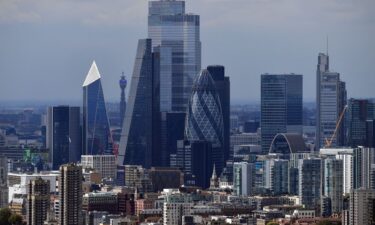 The skyline of the city of London is seen here on September 2. Moody's Investor Service on October 21 changed the United Kingdom government's ratings outlook to "negative" from "stable."