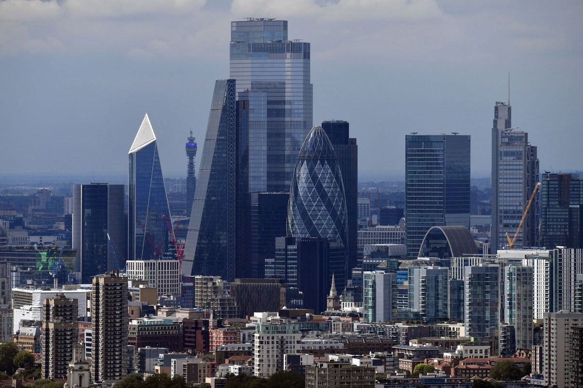 <i>Daniel Leal/AFP/Getty Images</i><br/>The skyline of the city of London is seen here on September 2. Moody's Investor Service on October 21 changed the United Kingdom government's ratings outlook to 