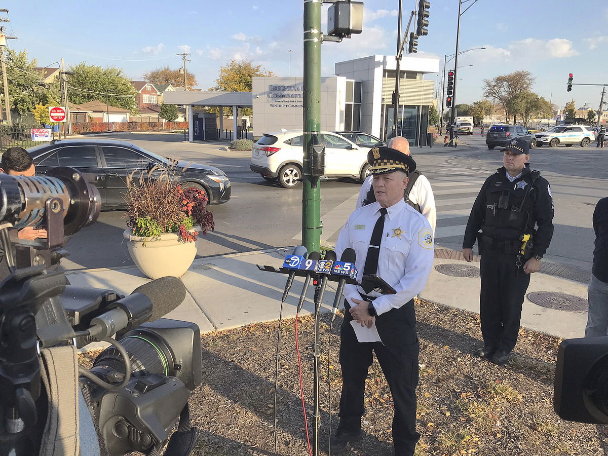 <i>David Struett/Chicago Sun-Times/AP</i><br/>Chicago Police Cmdr. Don Jerome said a total of five people were transported from the scene early October 23.