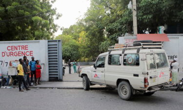 An ambulance arrives at a hospital run by Medecins Sans Frontieres