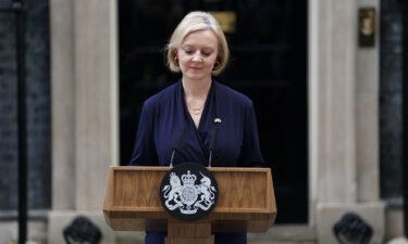 Britain's Prime Minister Liz Truss announces her resignations in Downing Street in London